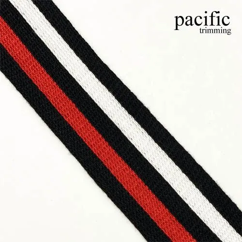 1 1/8 Inch Black White Red Striped Tape