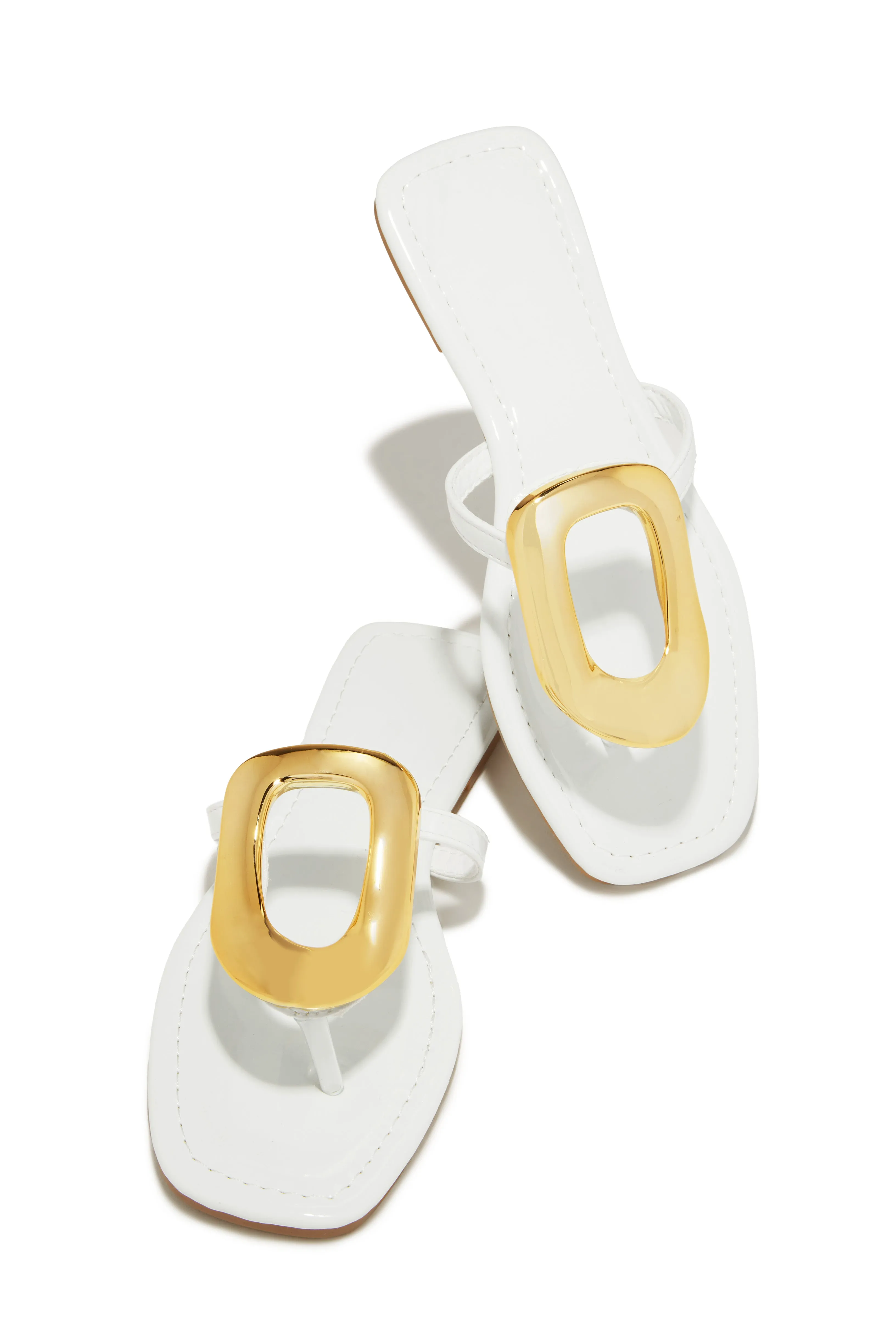 Adelia Slip On Thong Strap Sandals - Gold