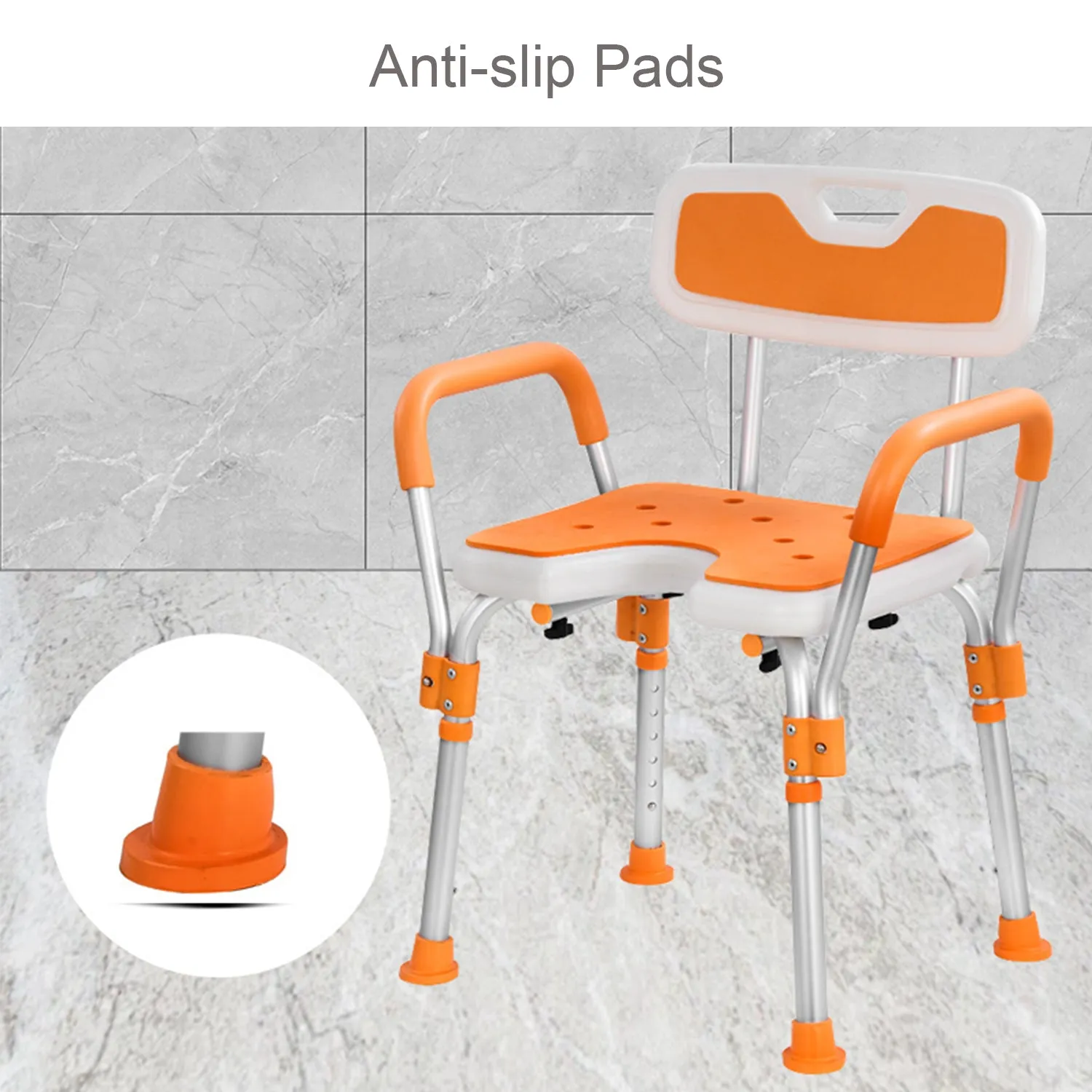 Adjustable Shower Chair, 330 lbs Capacity