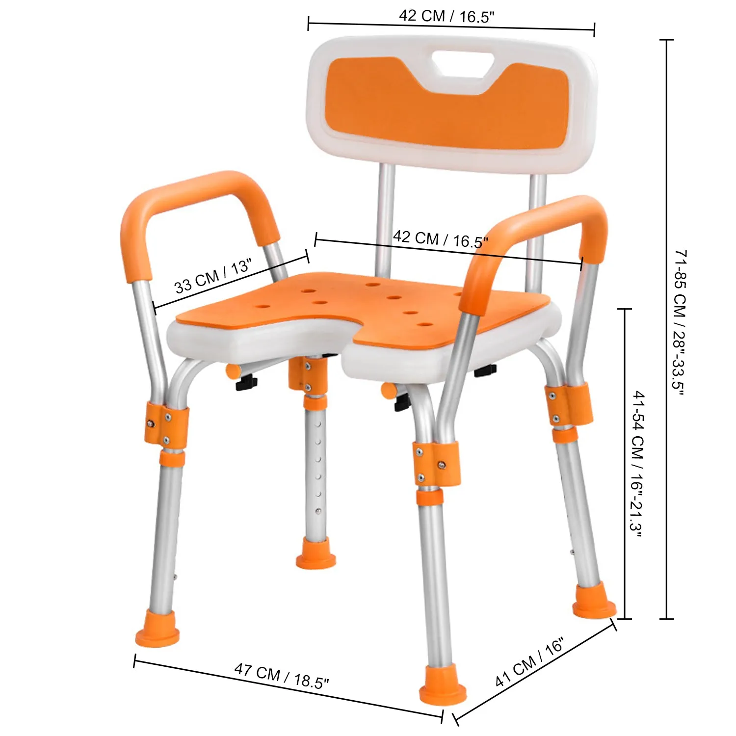 Adjustable Shower Chair, 330 lbs Capacity