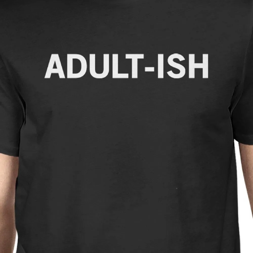 Adult-ish Men's Black Shirts Funny Graphic Printed Short Sleeve Tee