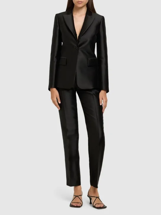 Alberta Ferretti   Tailored satin single breast jacket 