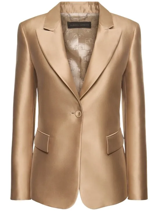 Alberta Ferretti   Tailored satin single breast jacket 