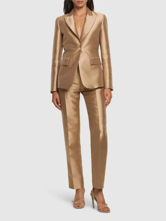 Alberta Ferretti   Tailored satin single breast jacket 