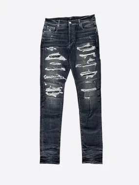 Amiri Grey & Black Bandana Patch Thrasher Jeans