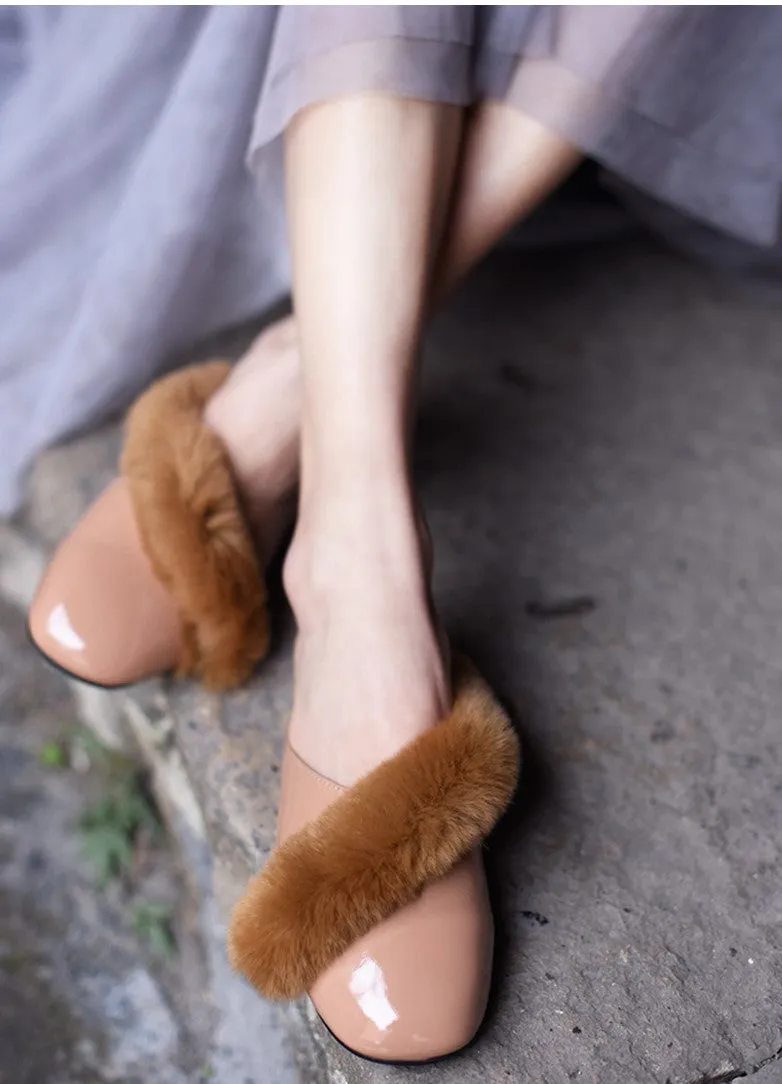 ARTMU SQUARE TOE FLUFF DETAIL MULE LOAFER