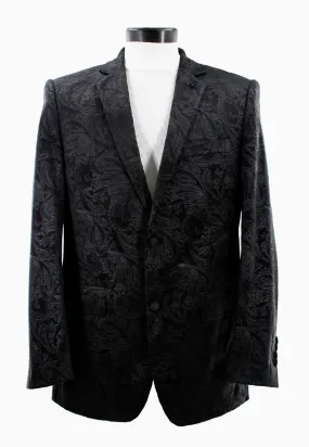 Bassiri J1044 Paisley Velvet Blazer Black