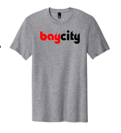 Bay City Grey T-Shirt W/ Black and Red Logo