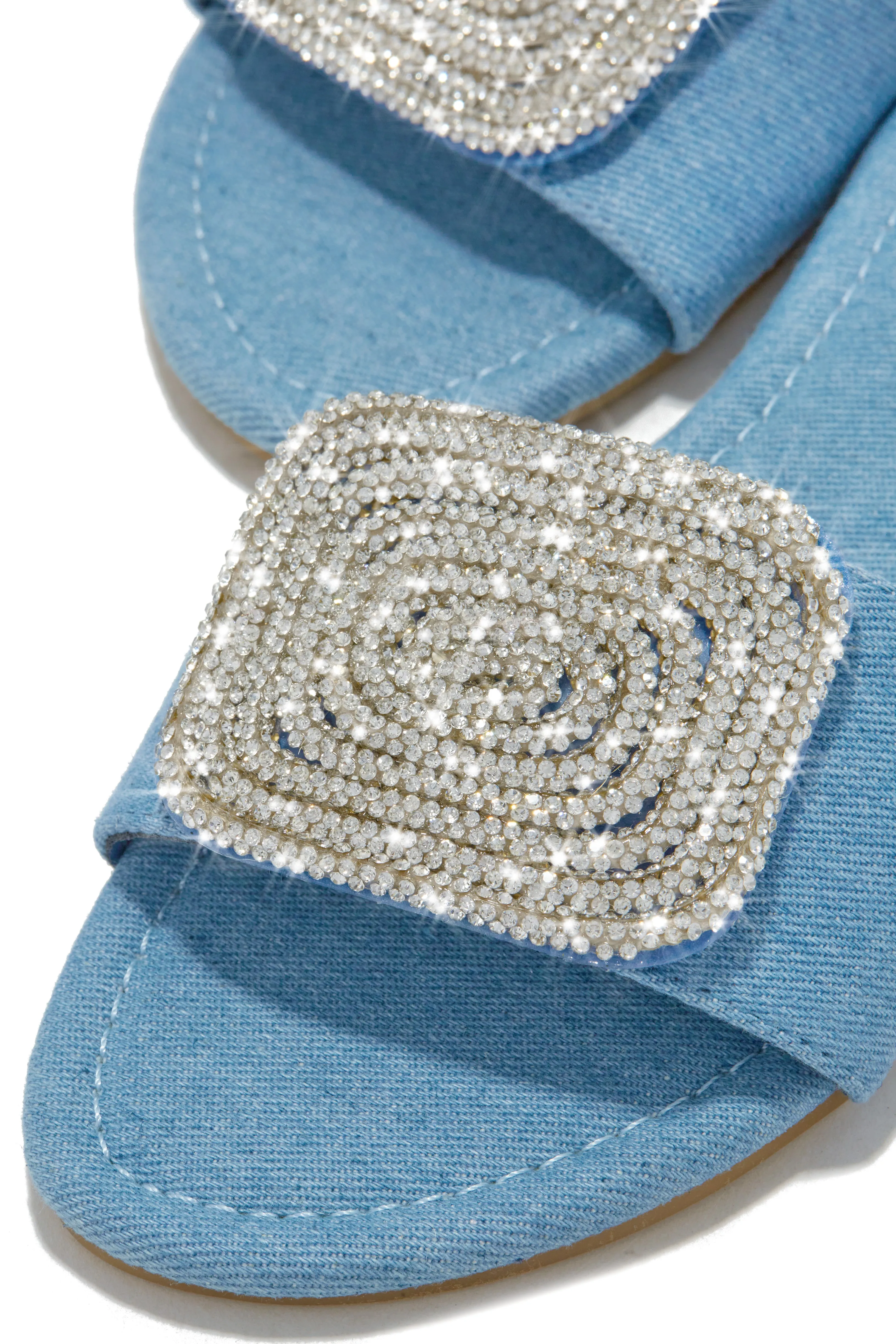 Beach Cocktail Embellished Slip On Sandals - Denim