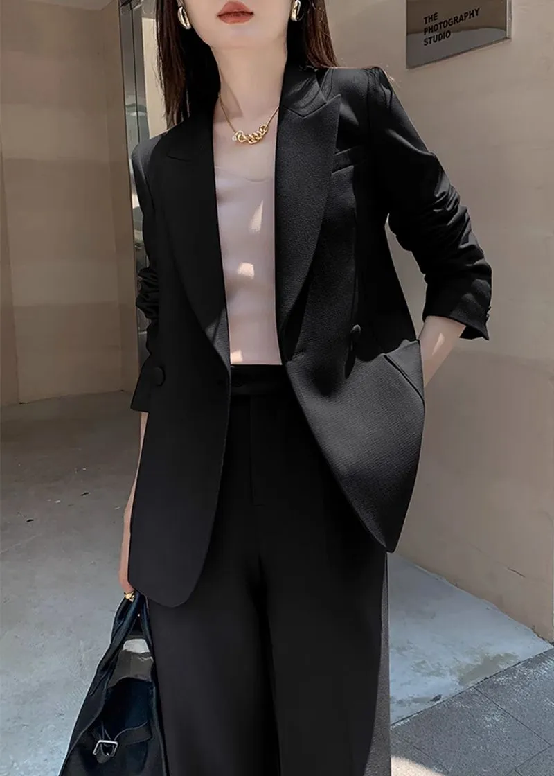 Belted Double Breasted Blazer Wide Pants Suit Two-Piece Set