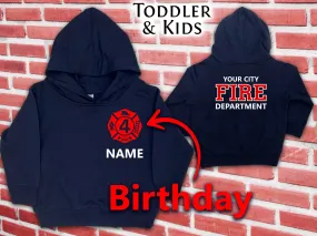 Birthday Firefighter Navy Toddler Hoodie