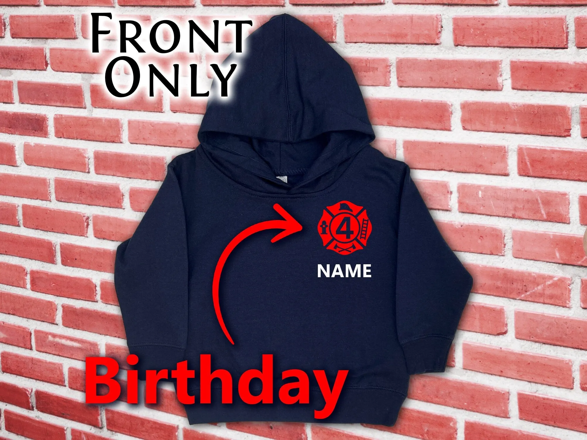 Birthday Firefighter Navy Toddler Hoodie