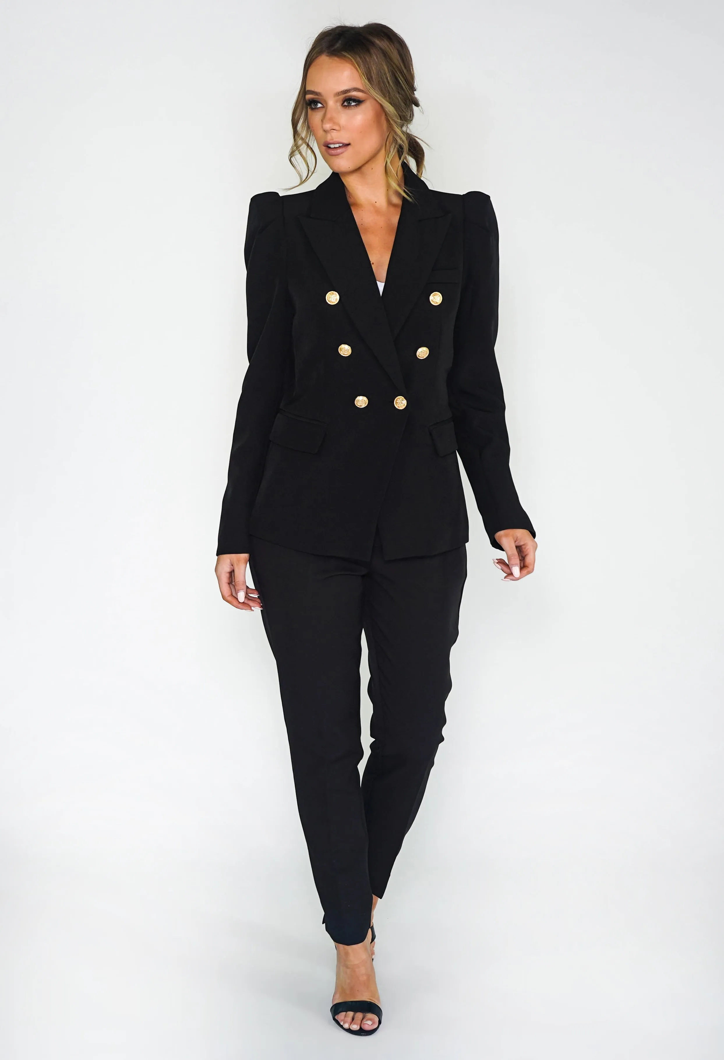 Black PUFF SLEEVE BLAZER