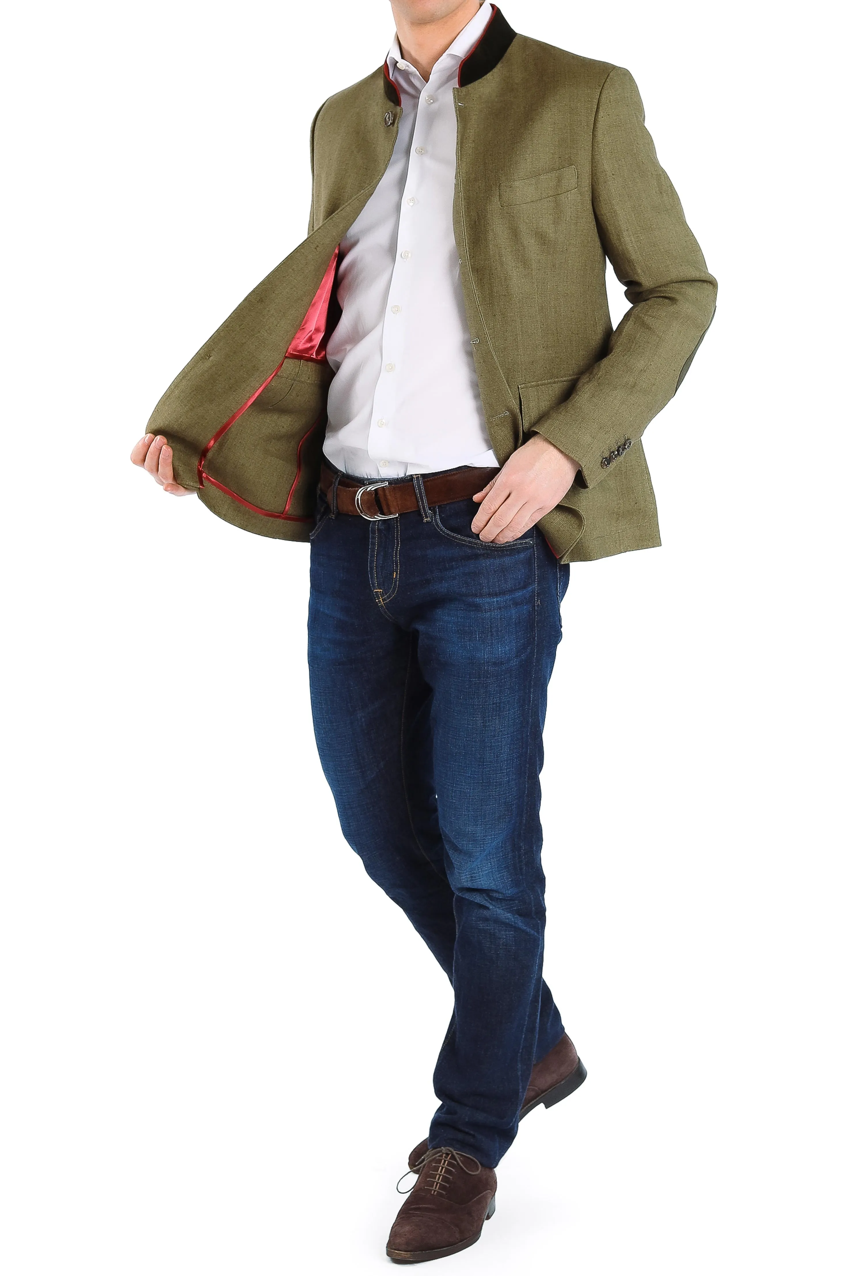 Blazer from antique-linen in khaki