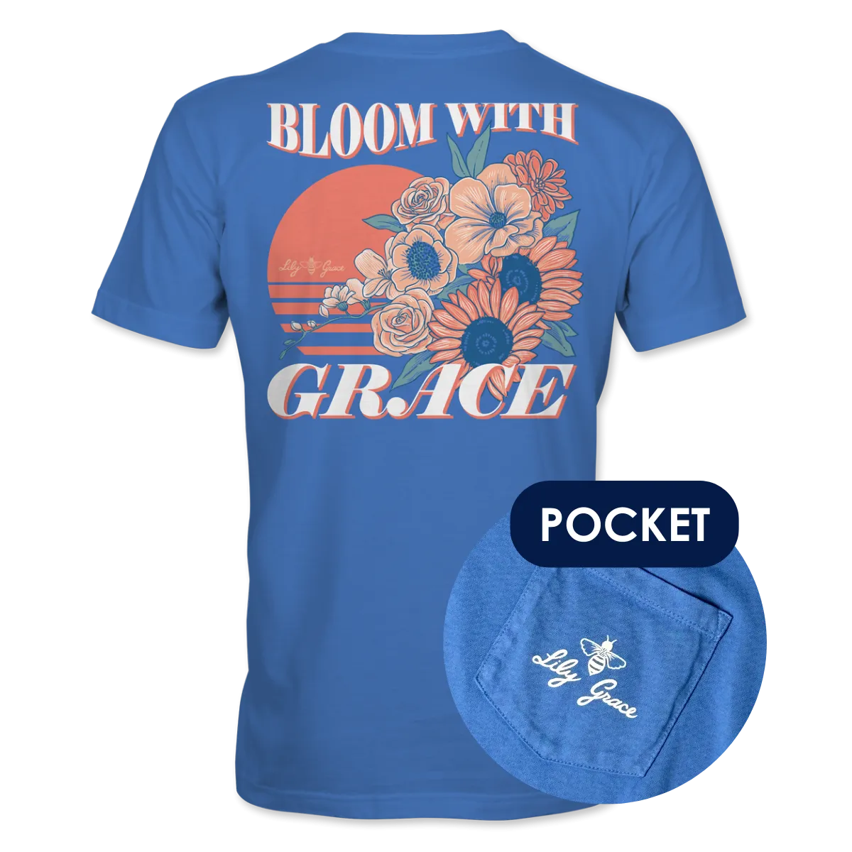 Bloom with Grace- Floral Sunset T-Shirt