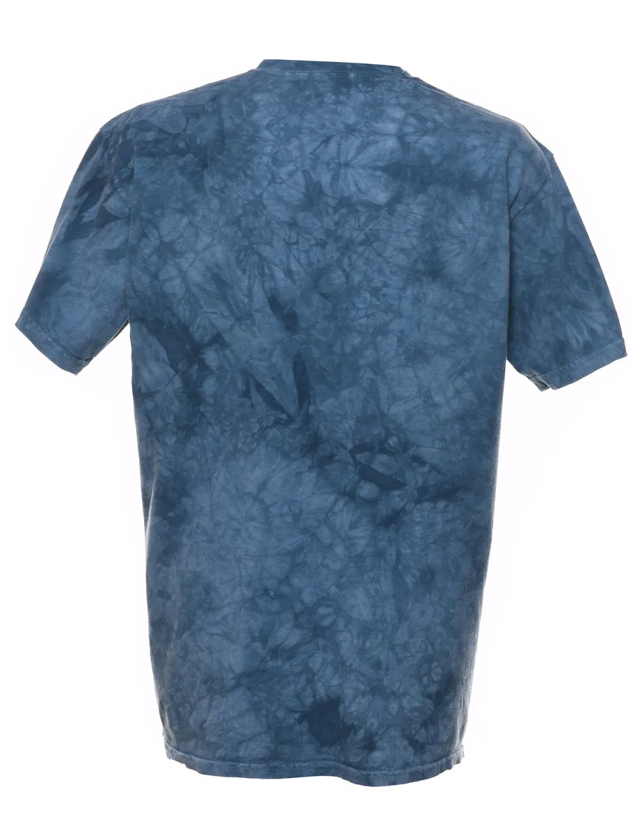 Blue Cat Design Tie Dye T-Shirt - L