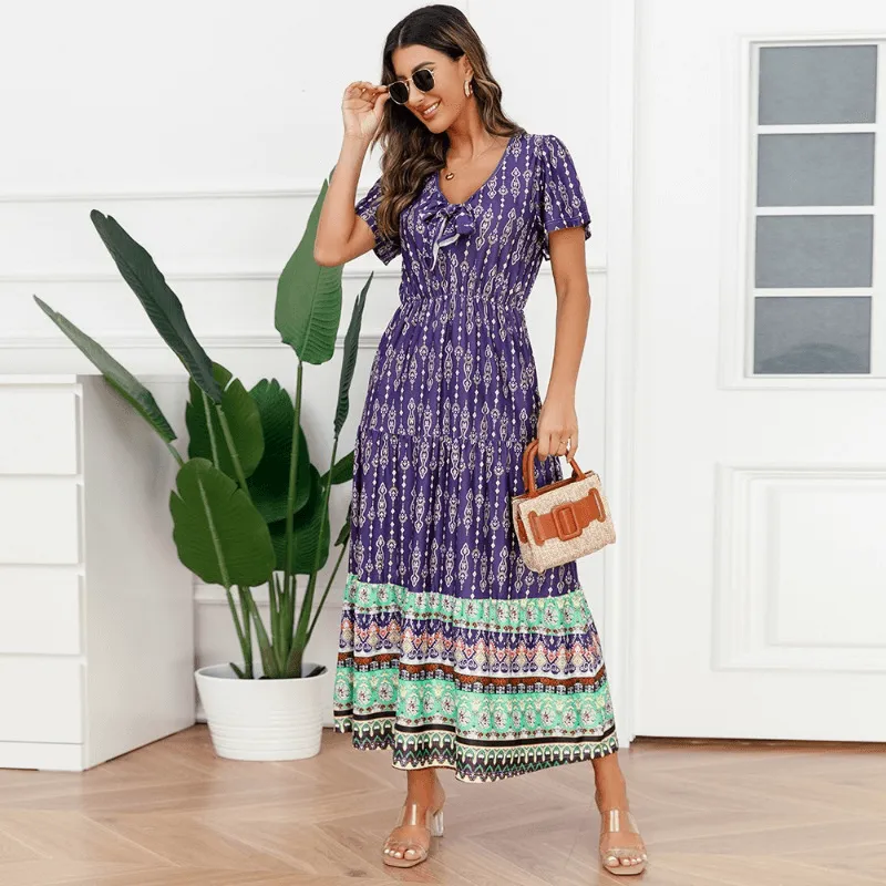 Bohemian Long Vintage Printed Beach Dress