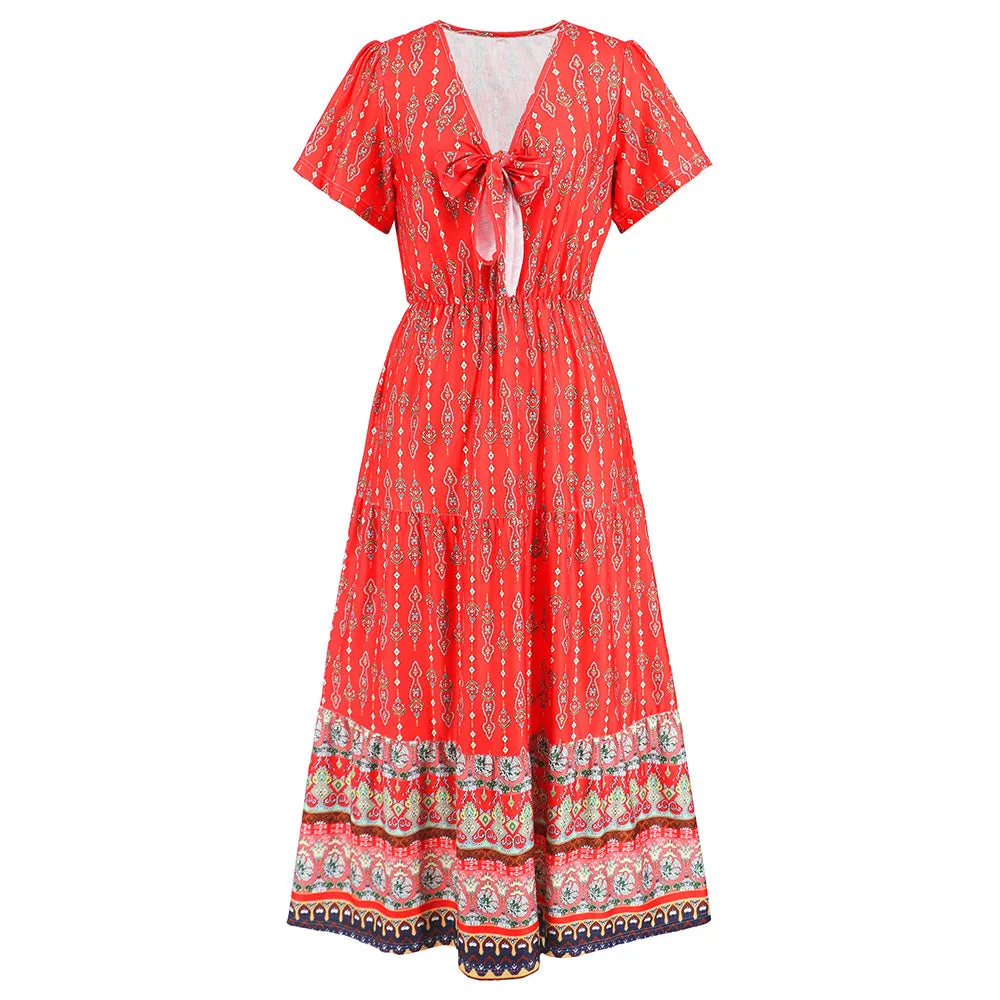 Bohemian Long Vintage Printed Beach Dress