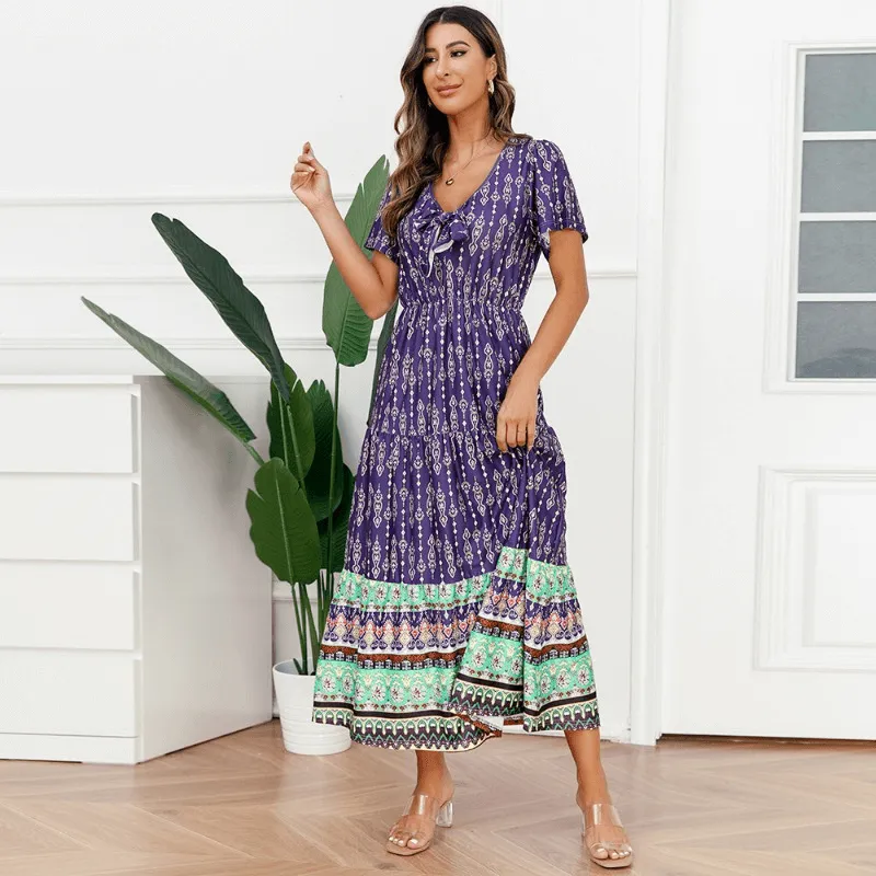 Bohemian Long Vintage Printed Beach Dress