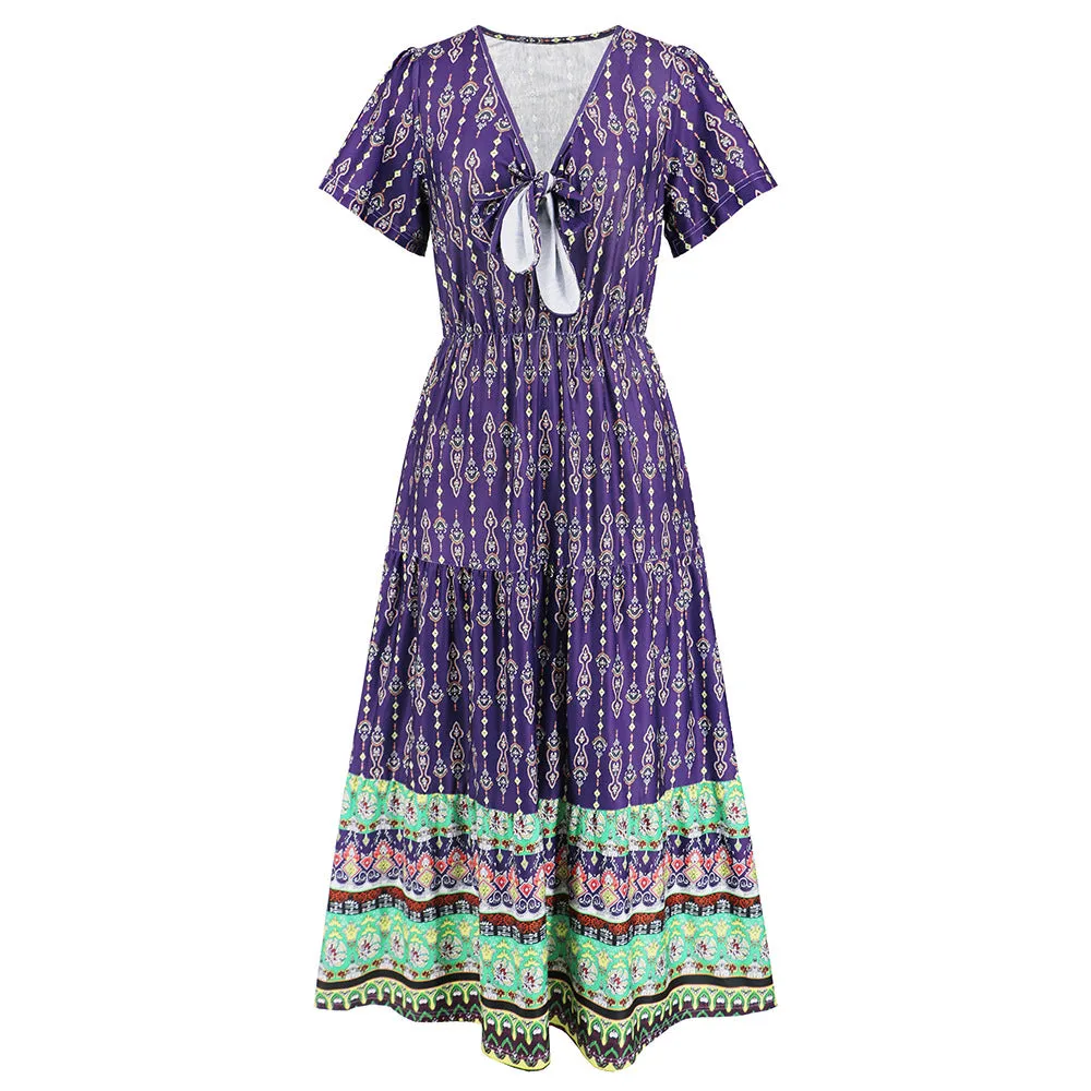 Bohemian Long Vintage Printed Beach Dress