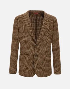 Brown Houndstooth Wool Blazer