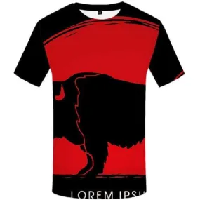 Cattle T-shirt Men Animal Shirt Print Moon Tshirt Printed Graffiti T-shirts Graphic Spain Tshirts Novelty Short Sleeve Hip hop