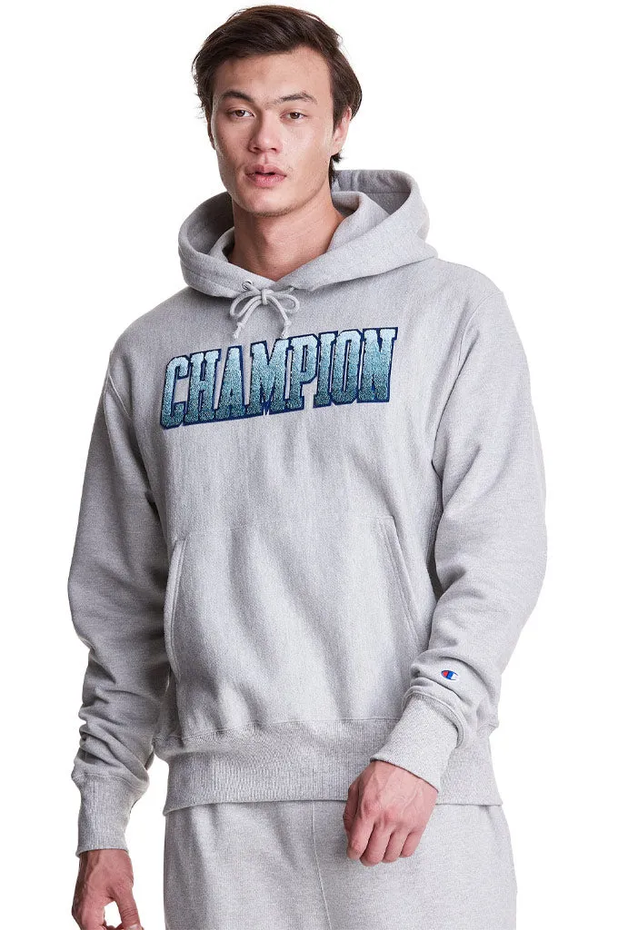 Champion Reverse Weave Hoodie, Ombre Block Applique Logo