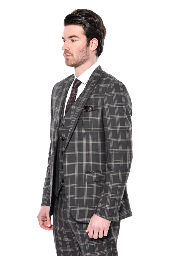 Checked Slim-Fit Black Men Blazer - Wessi