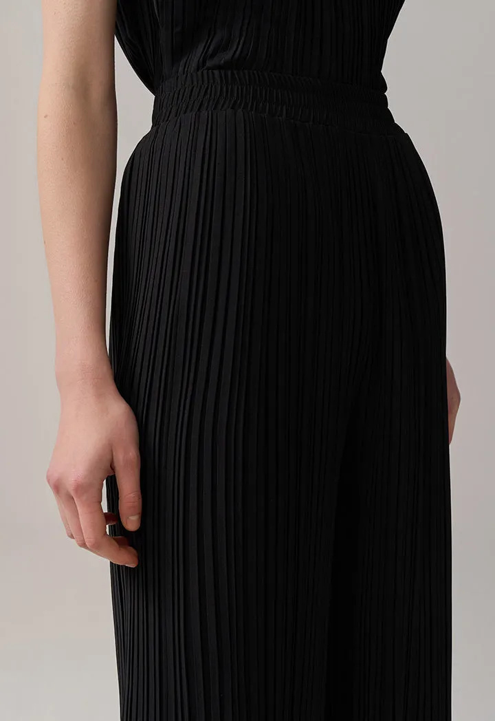 Choice High-Waist Wide Legs Pleated Trousers Black