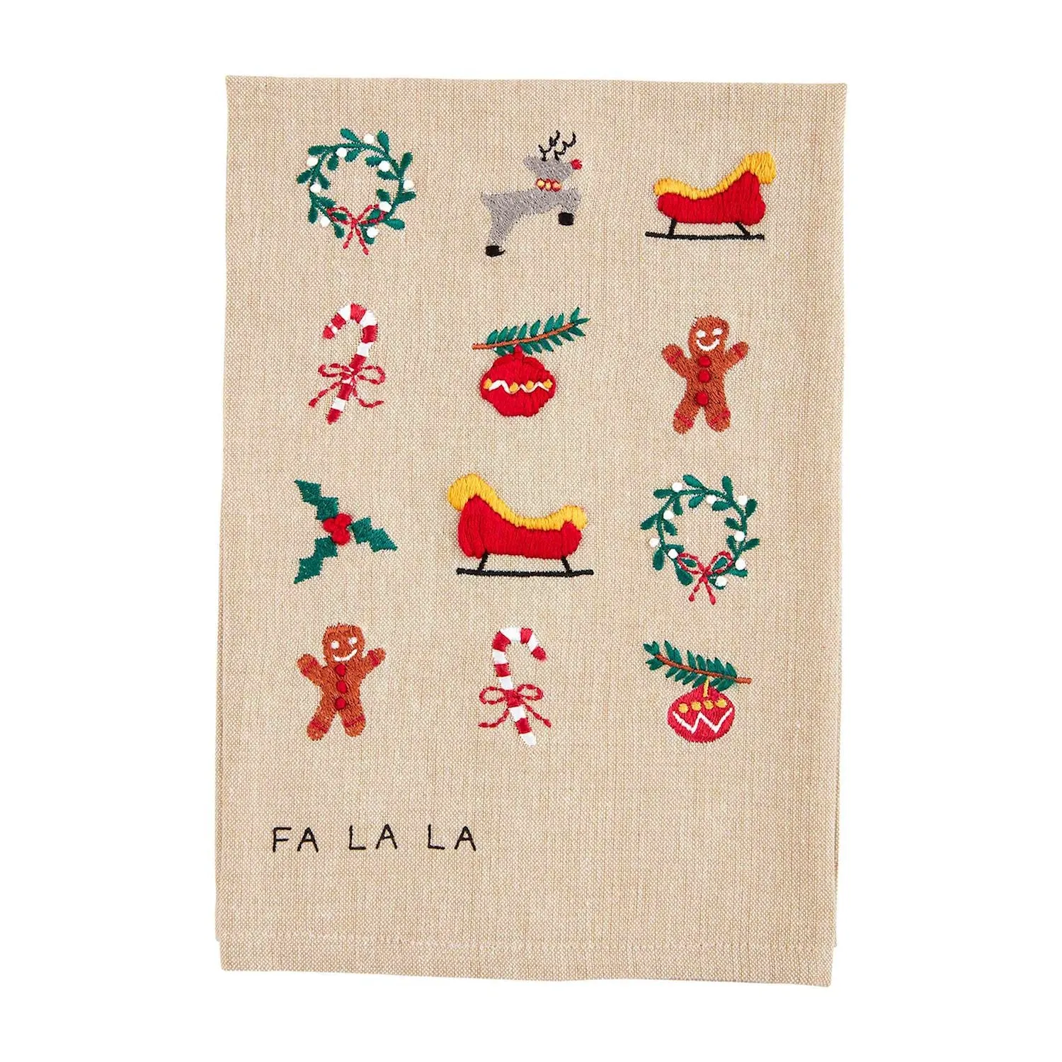 Christmas French Knot Embroidered Towels by Mud Pie