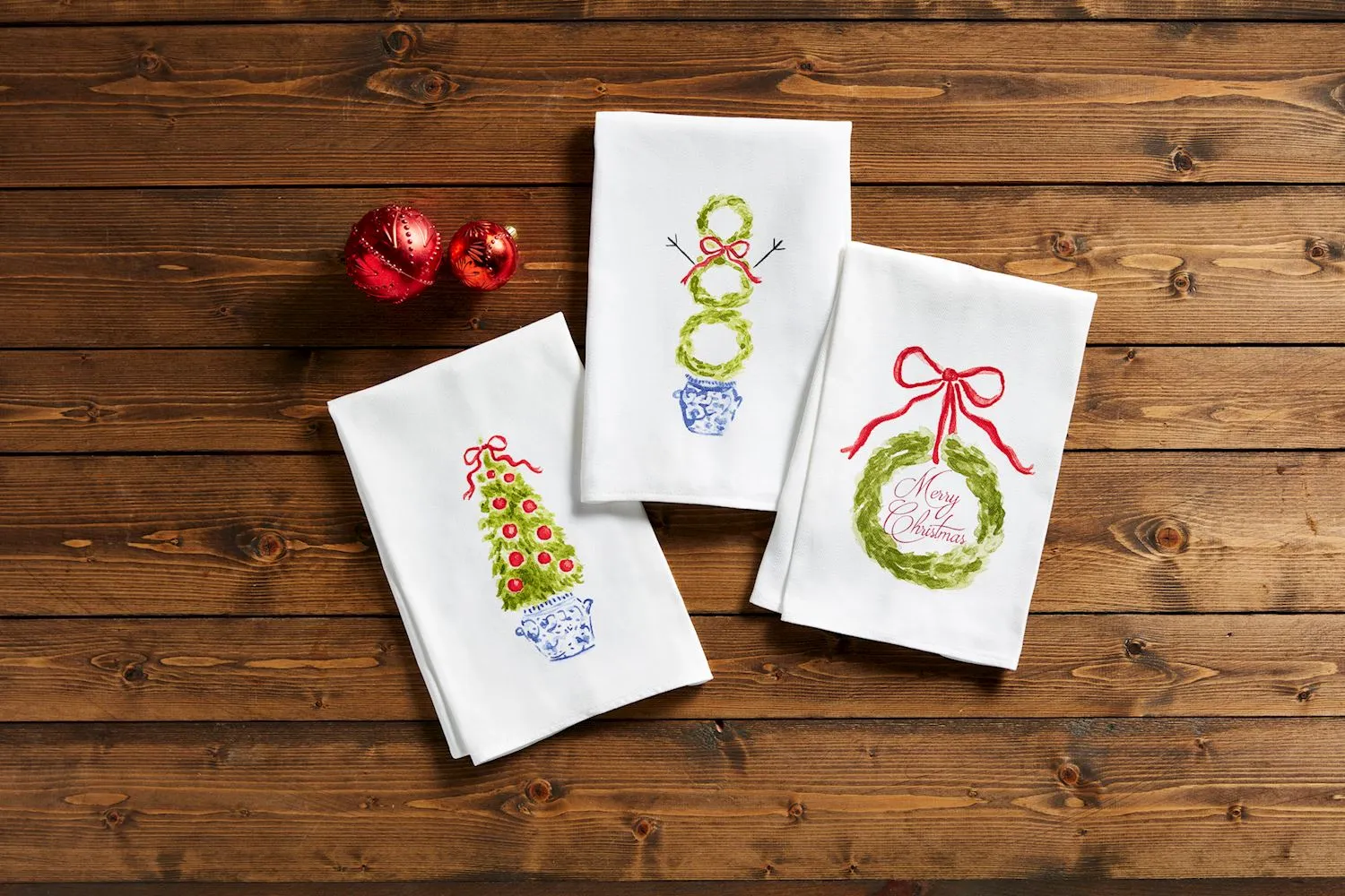 Christmas Topiary Hand Towels by Mud Pie