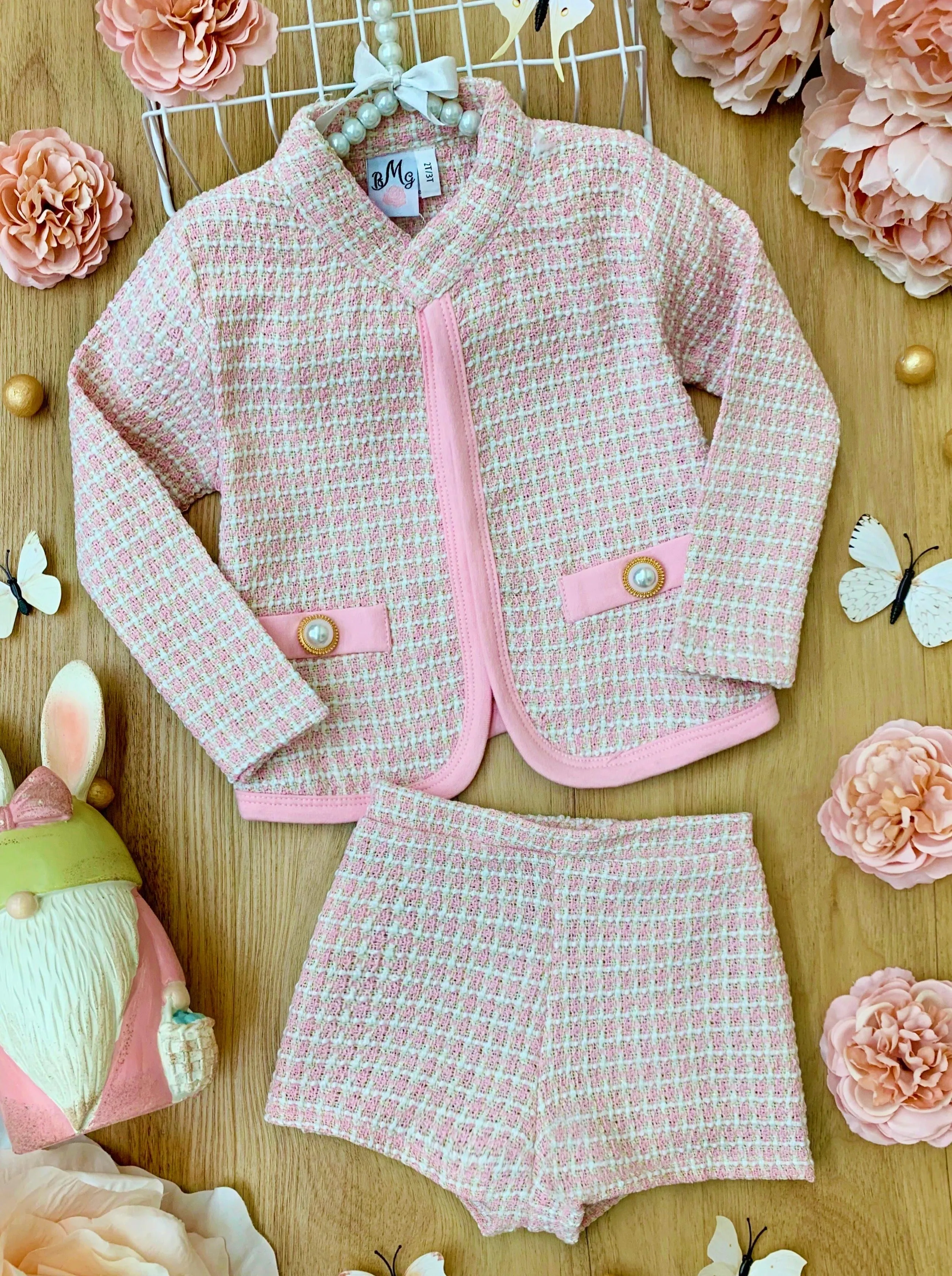 Classy Tweed Matching Blazer and Short Set