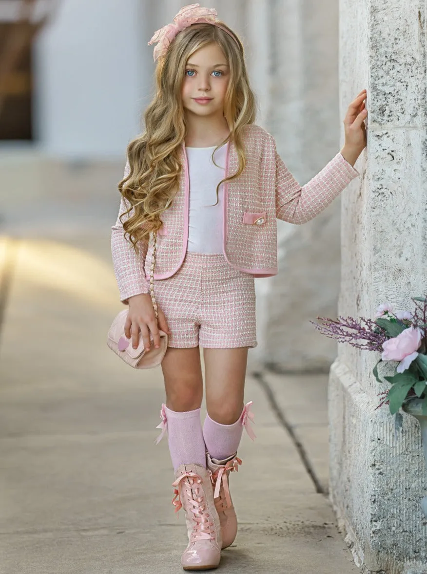 Classy Tweed Matching Blazer and Short Set