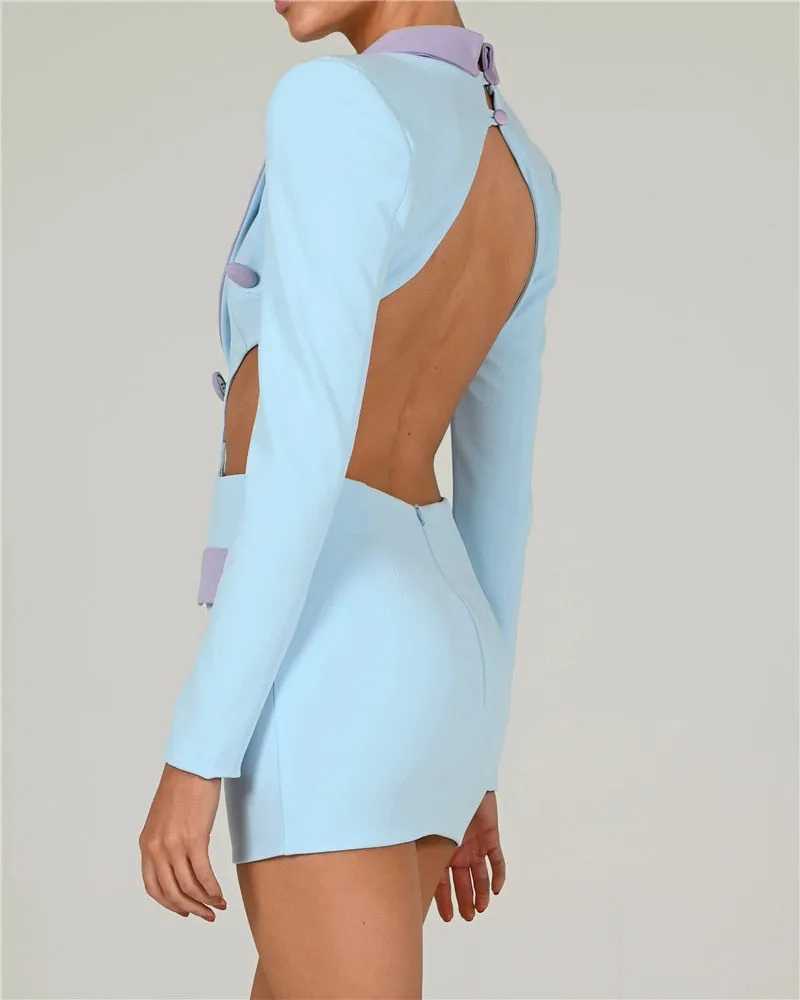 Contrast Blazer Stylish Cut-Out Dress