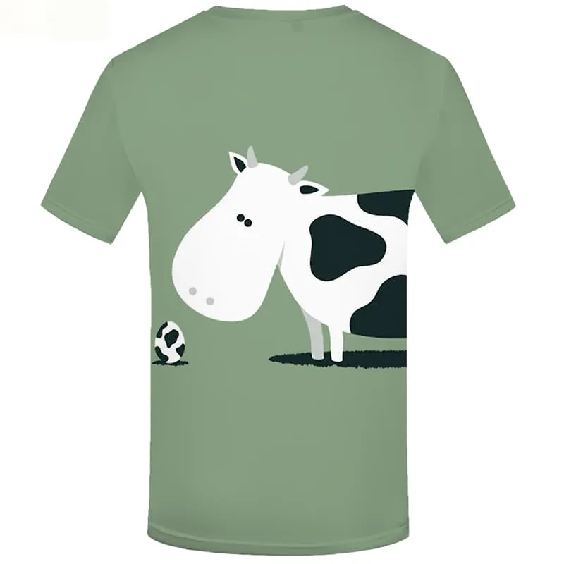 Cow T-shirt Men White T shirts Funny Grass Shirt Print Ball Tshirt Anime Animal T-shirts 3d Short Sleeve Hip hop Men S-5XL