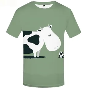 Cow T-shirt Men White T shirts Funny Grass Shirt Print Ball Tshirt Anime Animal T-shirts 3d Short Sleeve Hip hop Men S-5XL