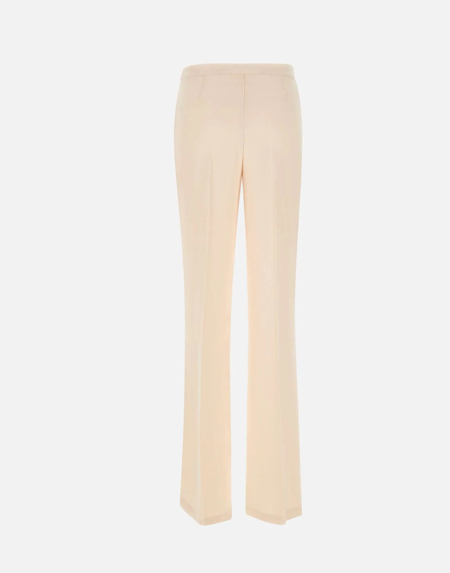 Cream Viscose Crepe Trousers for Women