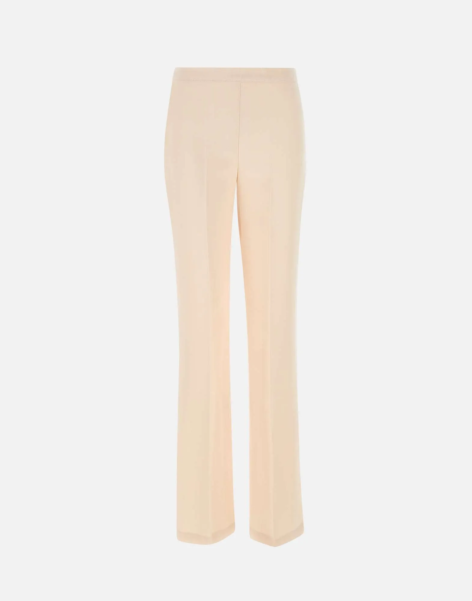 Cream Viscose Crepe Trousers for Women