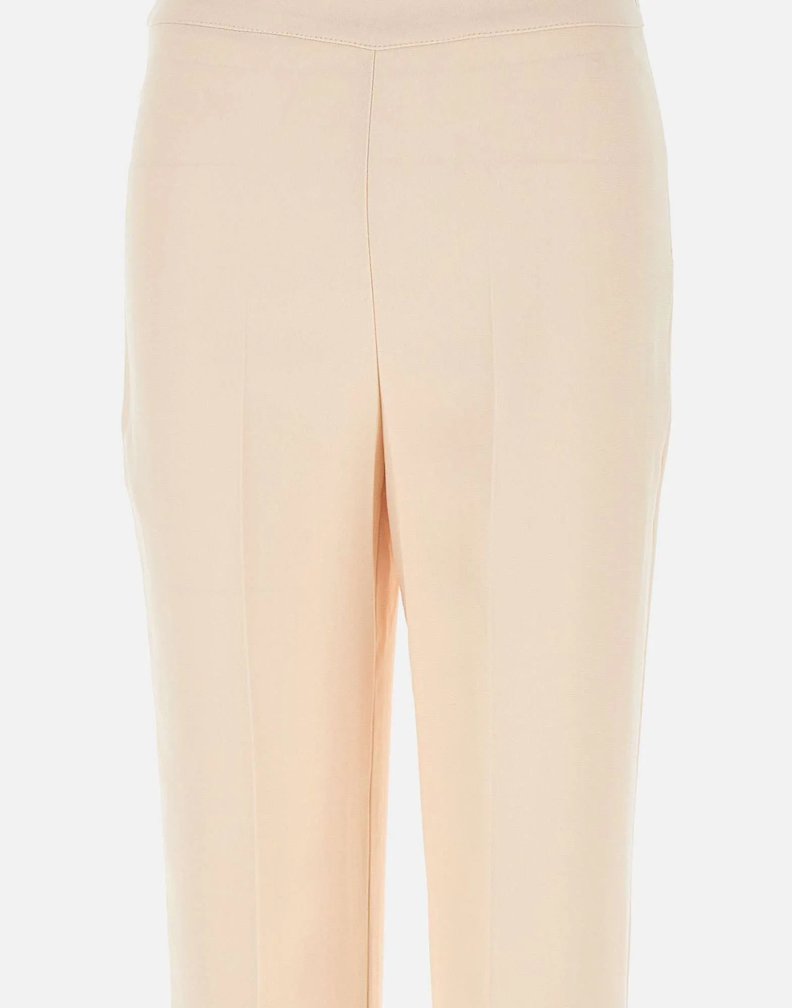 Cream Viscose Crepe Trousers for Women