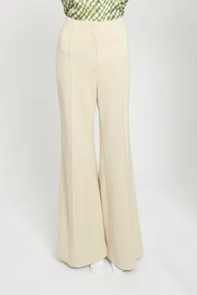 Cream Wool Wide Leg Trousers