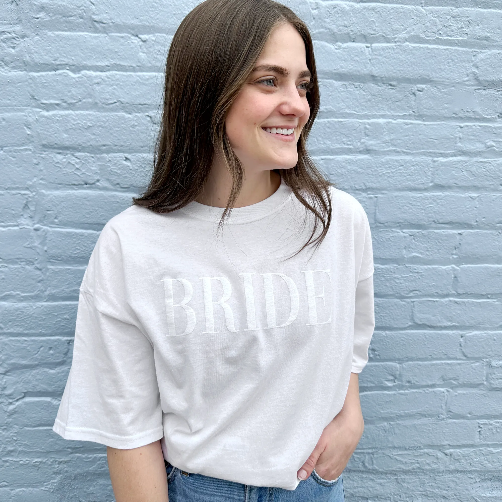 Custom BRIDE T-Shirt with Embossed Puffy Print Design