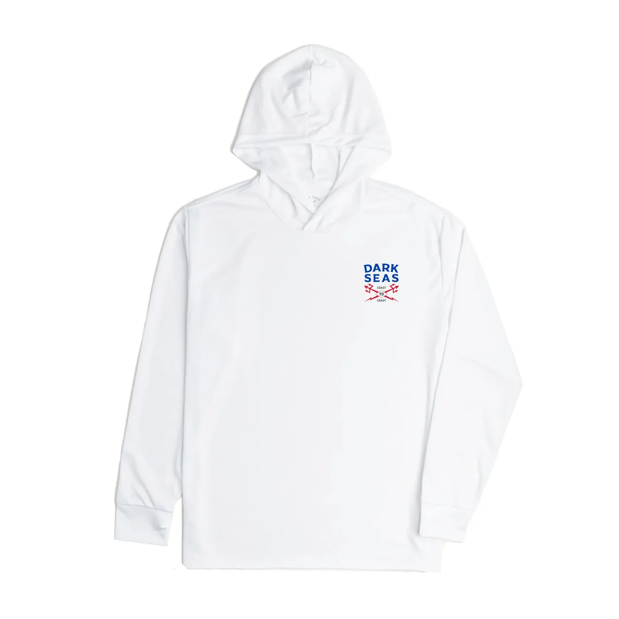 Dark Seas Men's Boundary Line Uv Hooded Ls T-Shirt White T-Shirts