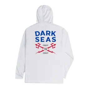 Dark Seas Men's Boundary Line Uv Hooded Ls T-Shirt White T-Shirts