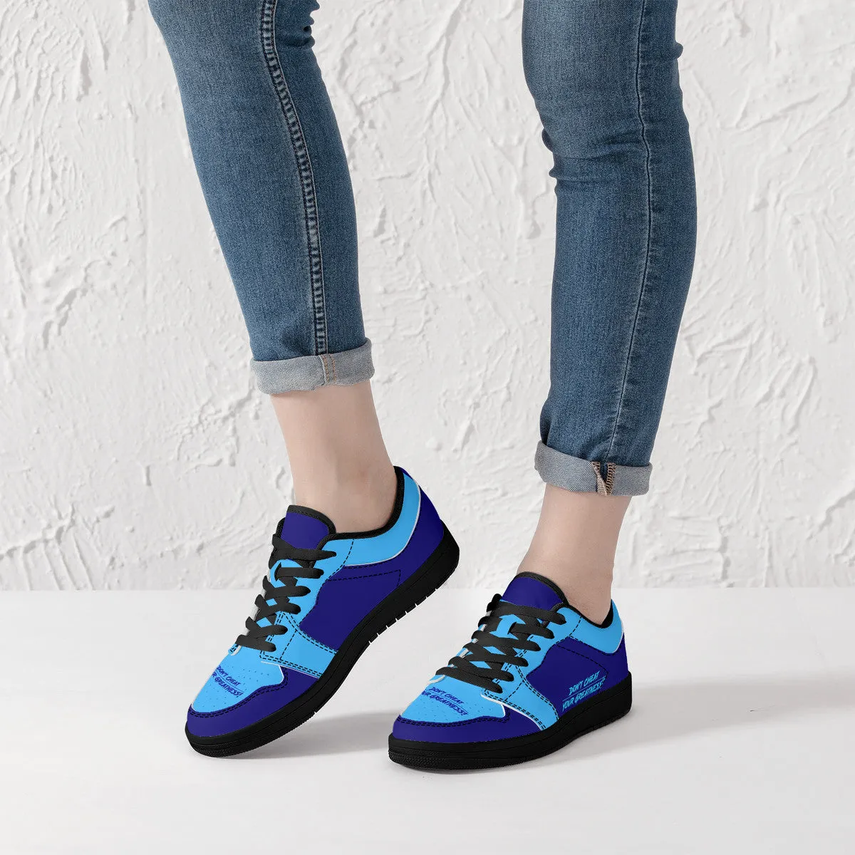 DCYG G4's  Dark  & Light Blue ,Black Sole Low-Top Leather Sneakers