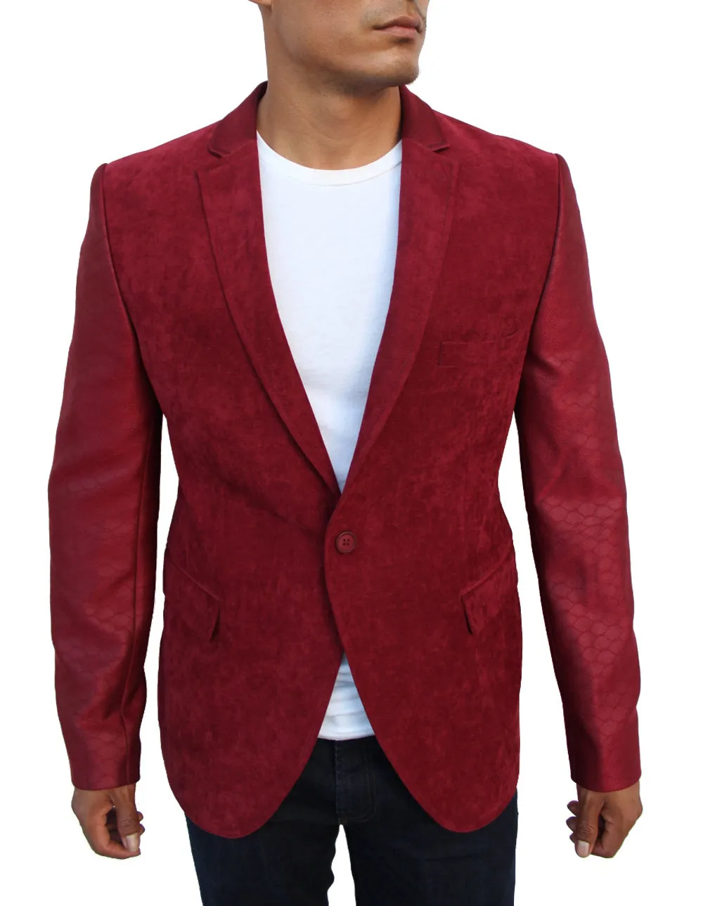 Don Red Blazer With Details On Sleeve