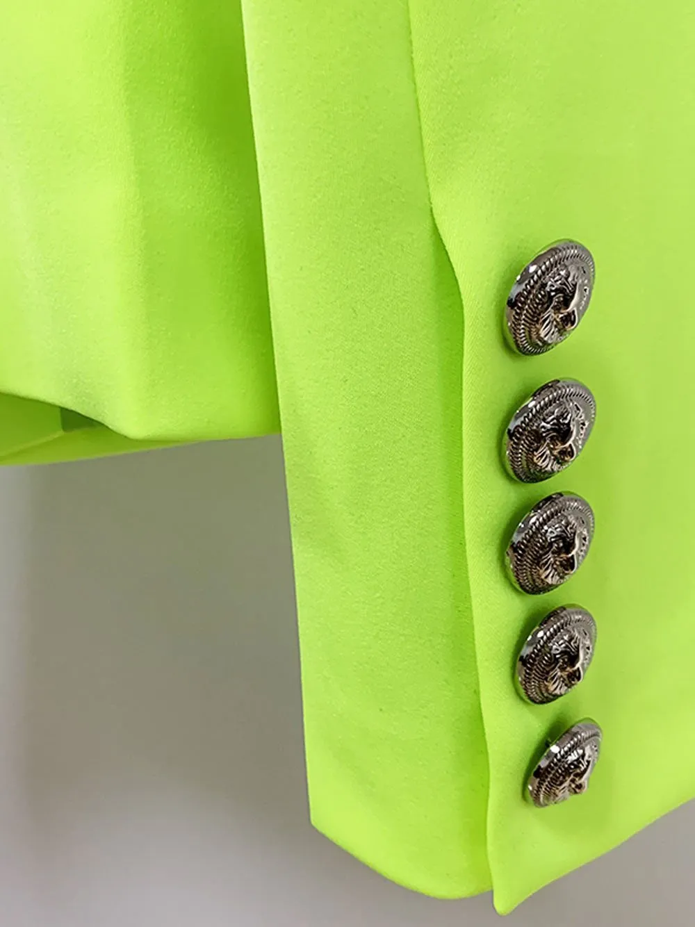 Double Breasted Blazer in Fluorescent Yellow