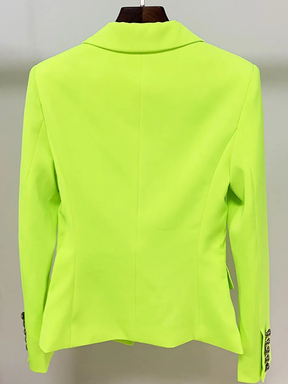 Double Breasted Blazer in Fluorescent Yellow