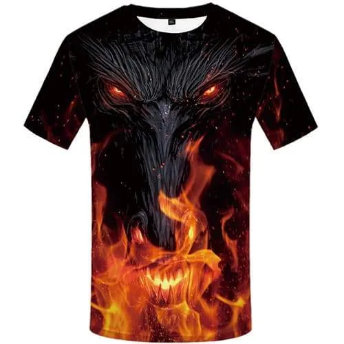 Dragon T-shirt Men Flame Tshirts Cool Animal T-shirts 3d War Shirt Print Black Tshirts Casual Short Sleeve Fashion Men/women