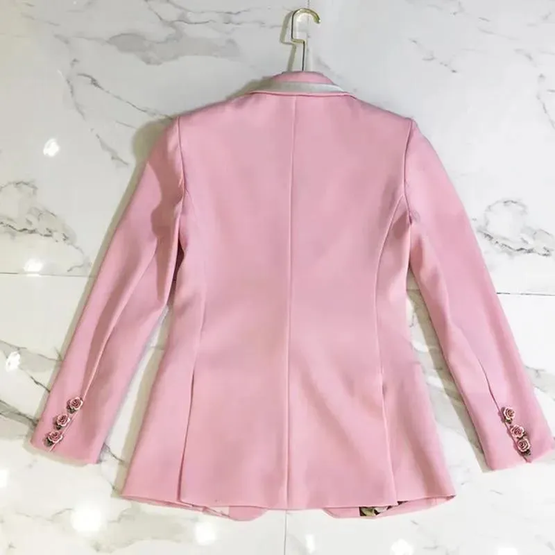 Elegant Pink Blazer Women - Casual - Plain-Solid