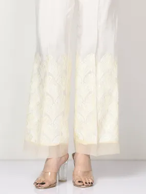 Embroidered Raw Silk Pants